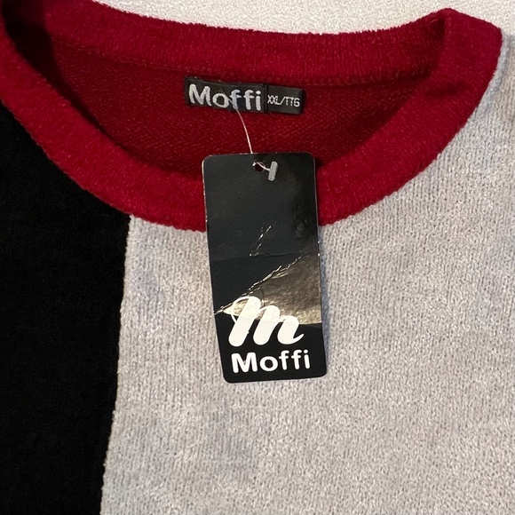 NWT Moffi Chenille Colour Block Leaf Art Cozy Crewneck Sweater Size XXL - Picture 6 of 12